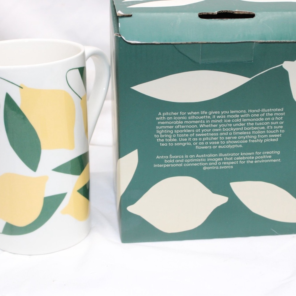 Lemon Print Ceramic Pitcher - Picture 2 of 4